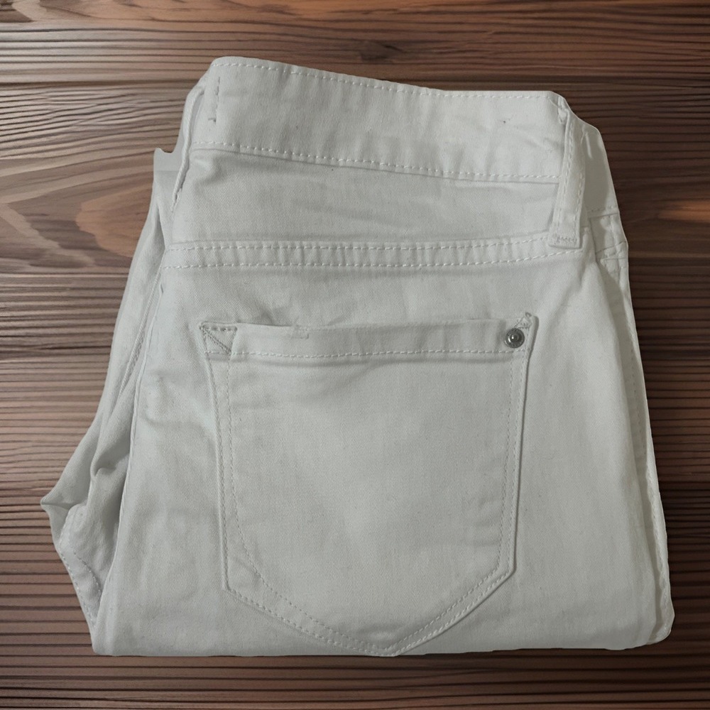 Kensie Jeans Women's Size 4/27 White‎ Mid-Rise Raw Hem Skinny Bold Ankle Crop